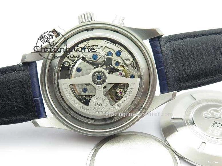 MIROTIME 0409 Pilot Chrono SS IW387809 ZF 1:1 Best Edition Silver Dial Blue Numbers On Blue Leather Strap A Lightweight 7263